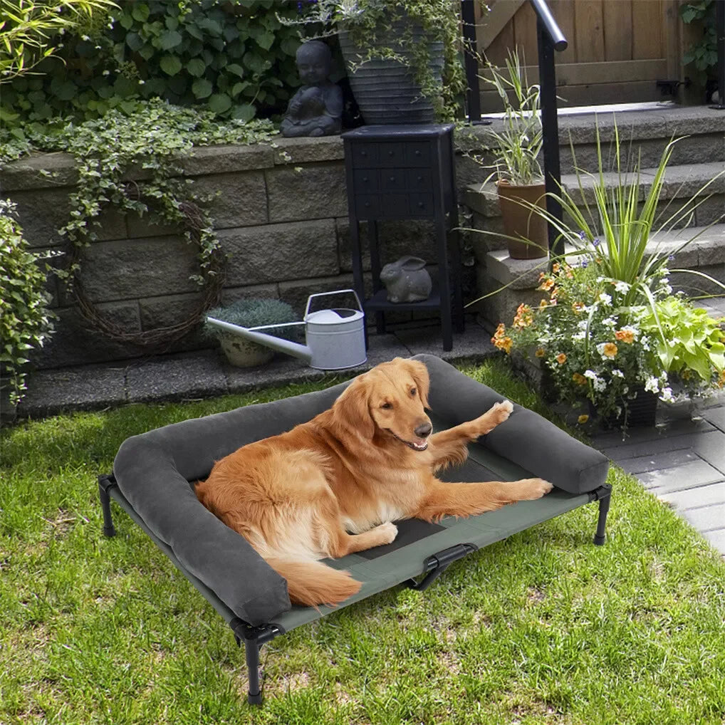 Bingopaw Outdoor Elevated Dog Bed Mesh Lounger With WeatherResistant CoolingPerformance