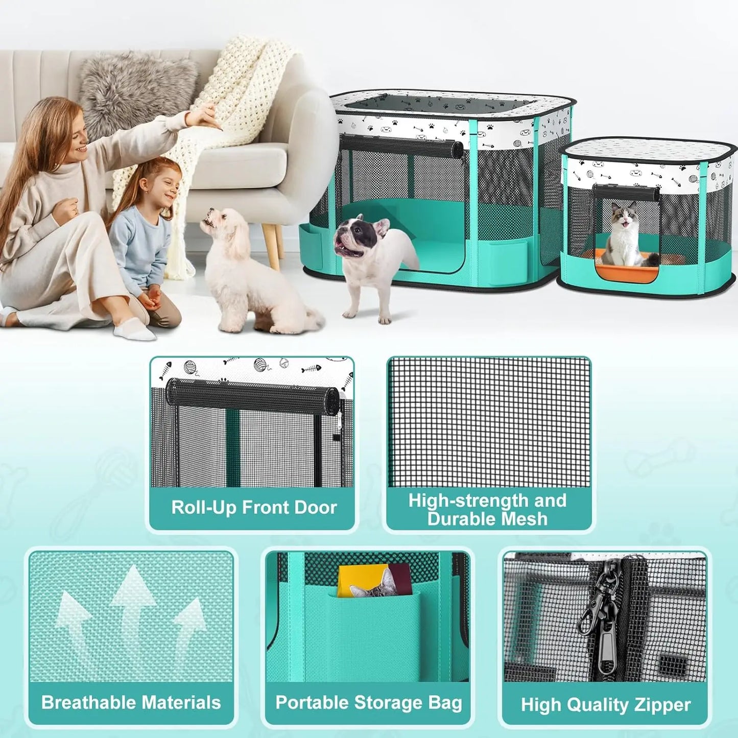 Cat Playpen Foldable Portable Pet Enclosure Indoor Outdoor