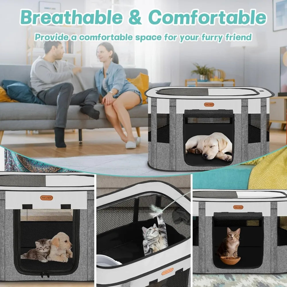 Closure Foldable Pet Playpen for Cats and Puppies Travel