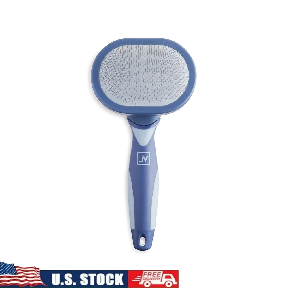Pet Slicker Brush with Built-in Cleaning Comb Dogs Ergonomic Design Reduces Tangles and Mats Keeps Coat Shiny and Smooth