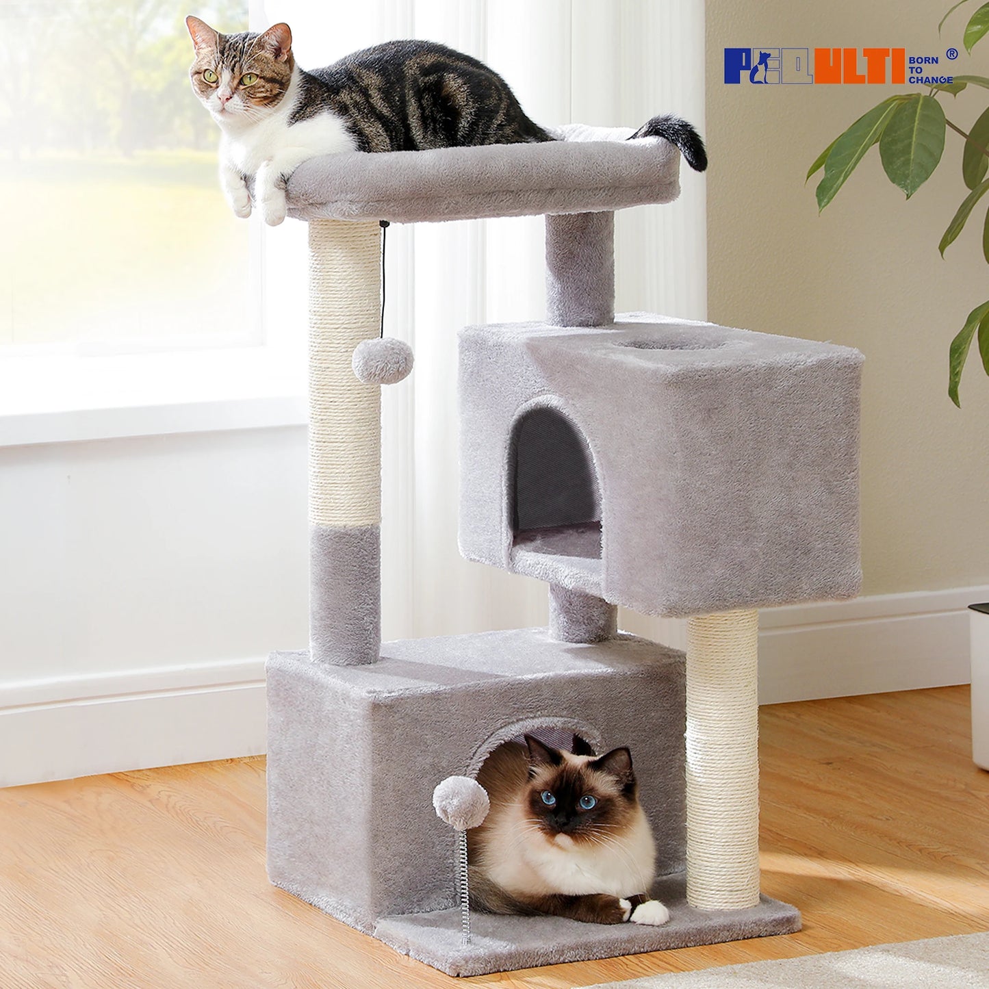 PAWZ Road Cat Tree Tower With Top Perch Interactive Ball