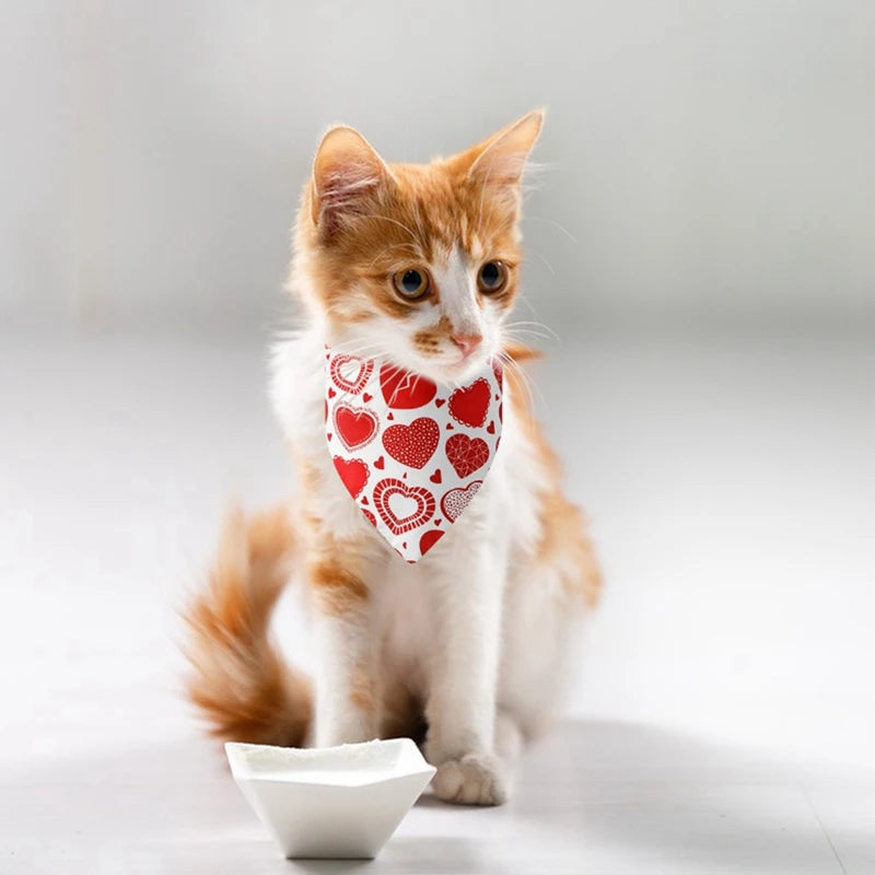 NONECN Valentine Heart Pattern Dog Bandana Washable Nylon Kerchief