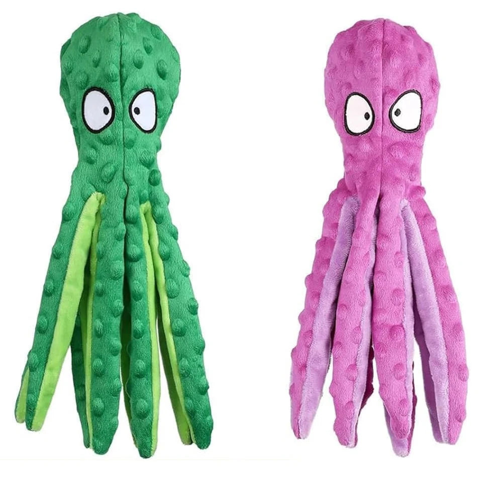 APWIKOGER 2Pcs No Stuffing Squeaky Plush Puzzle Octopus Dog Toys