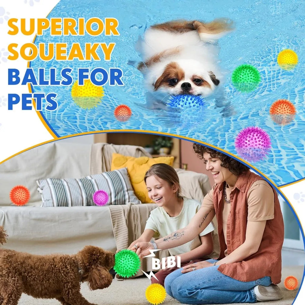 Squeaky Spikey Dog Balls for Aggressive Chewers 50 Pack