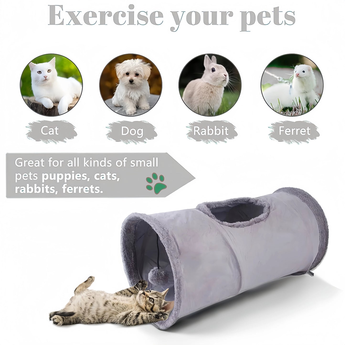 Collapsible Cat Suede Tunnel Multiway Hide Toy for Pets