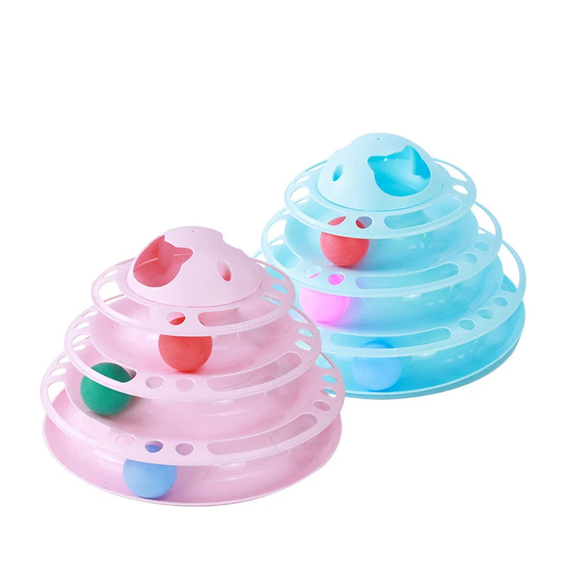 DIAMRICN Interactive Cat Toy Tower With Rotating Balls 3 Levels