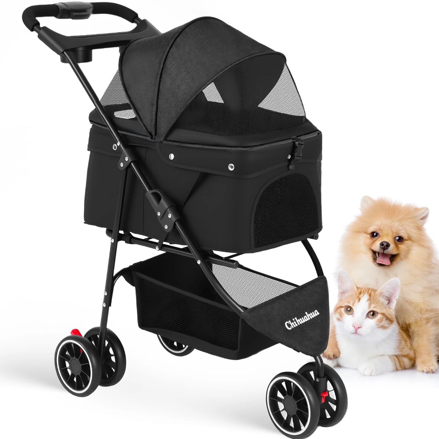 Chihuahua Pet Stroller For Dogs And Cats Foldable Carrier