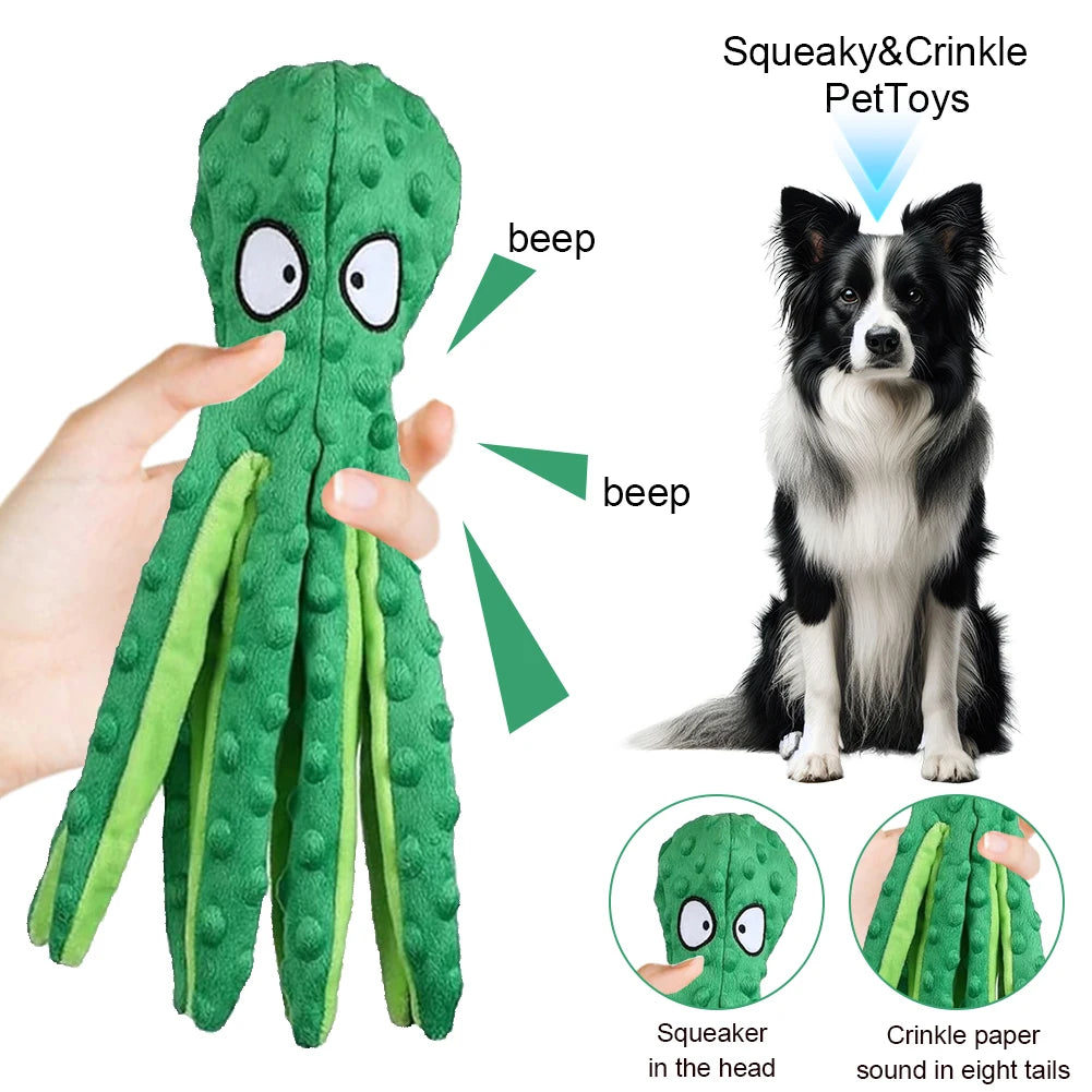 APWIKOGER 2Pcs No Stuffing Squeaky Plush Puzzle Octopus Dog Toys