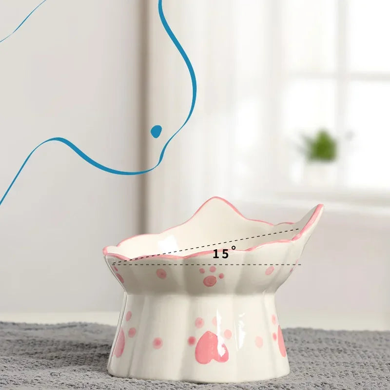 Elevated Ceramic Bowl Set for Dogs and Cats Feeding