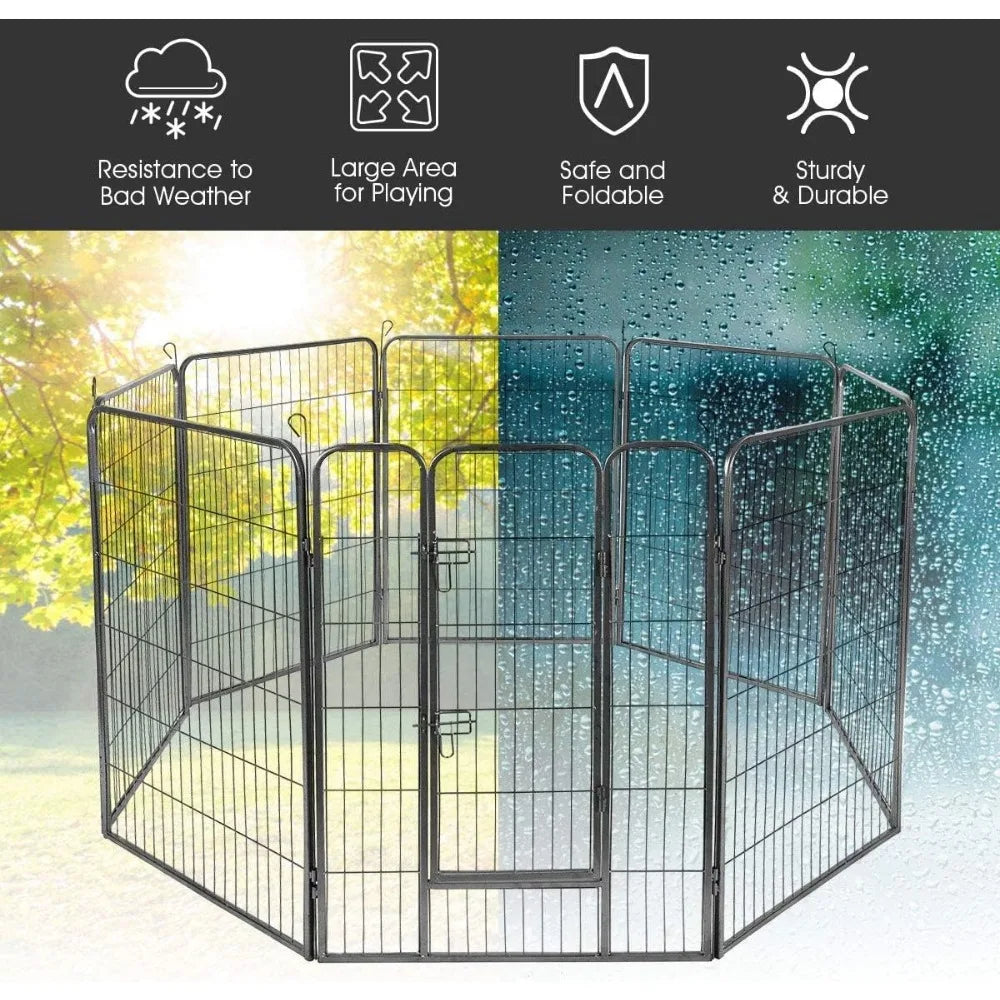 16 Panel Metal Dog Playpen 48 Inch Foldable Fence Enclosure