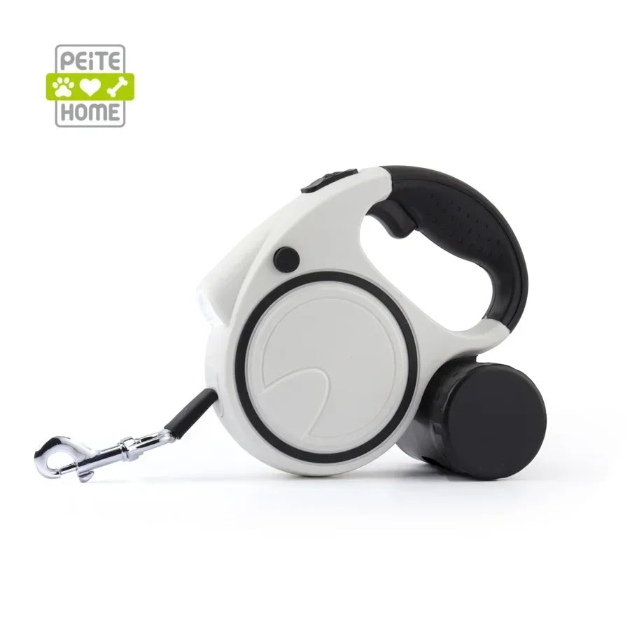Retractable Reflective Dog Leash With Led Dispenser 16 Ft