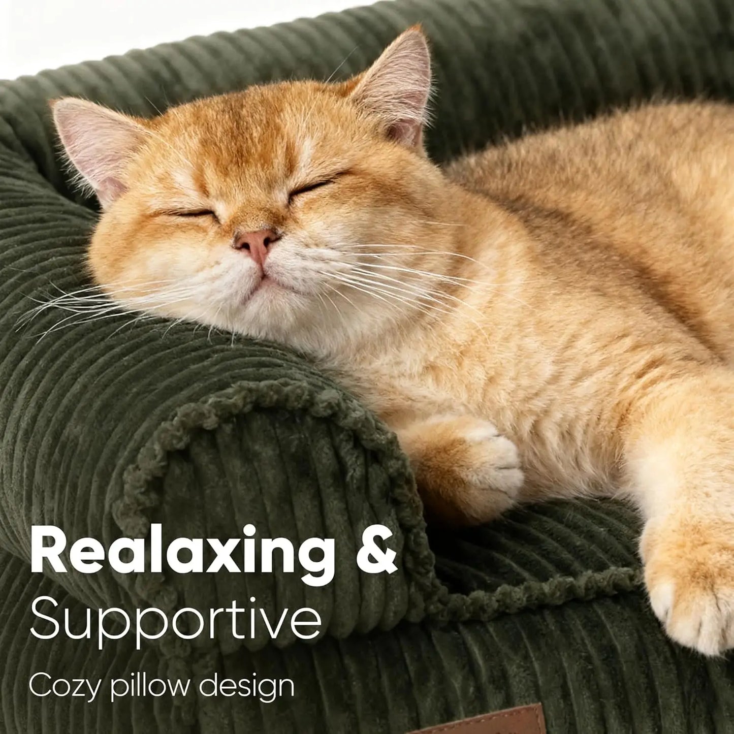 XMSJ Corduroy Dog and Cat Couch Bed With Washable Cover Orthopedic Pet Sofa