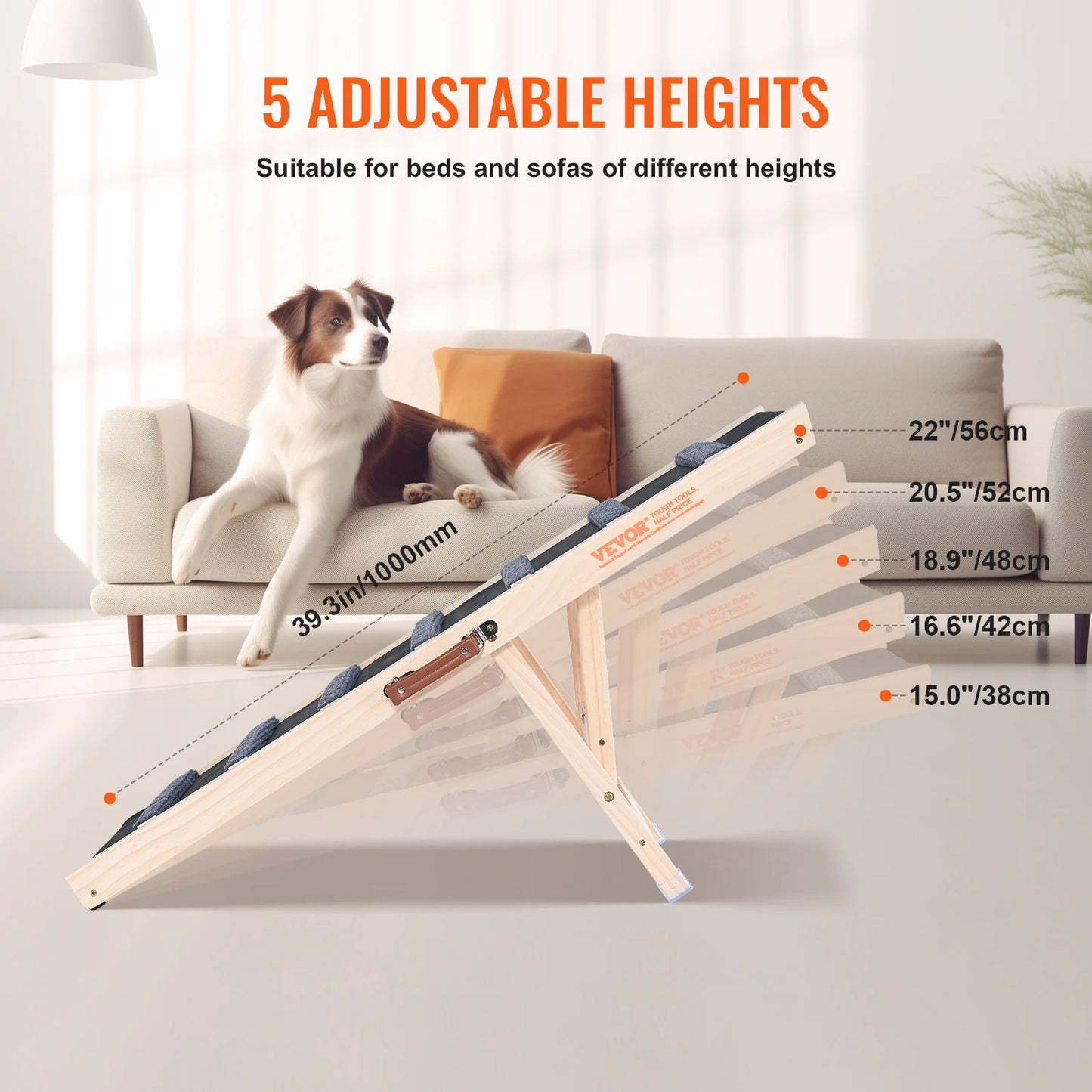 VEVOR Adjustable Folding Dog Ramp for Easy Pet Access
