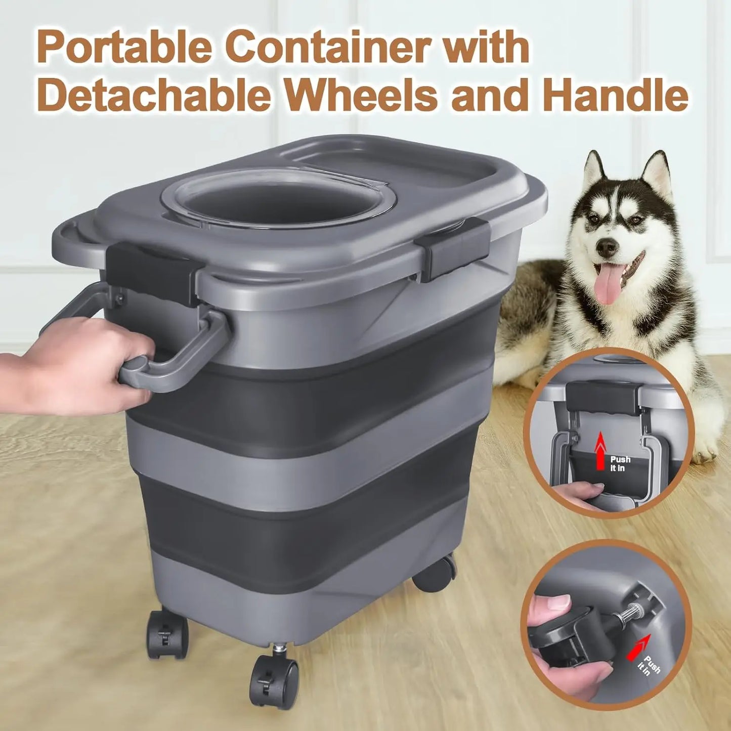 Airtight Dog Food Storage Container with Wheels and Handle