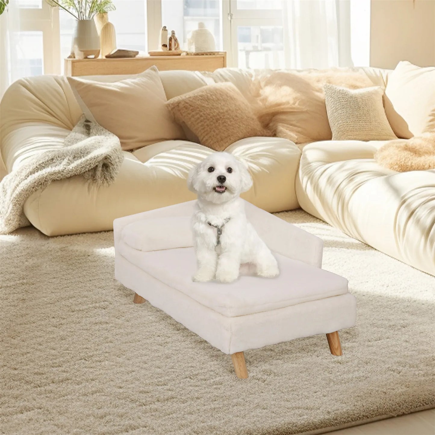 BINGOPAWCN Elevated Orthopedic Pet Bed Nordic Stool Weatherproofing Antimicrobial Pad