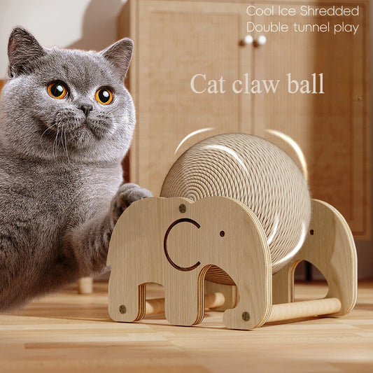 Sisal Cat Scratch Ball Board Toy With Elephant Windmill