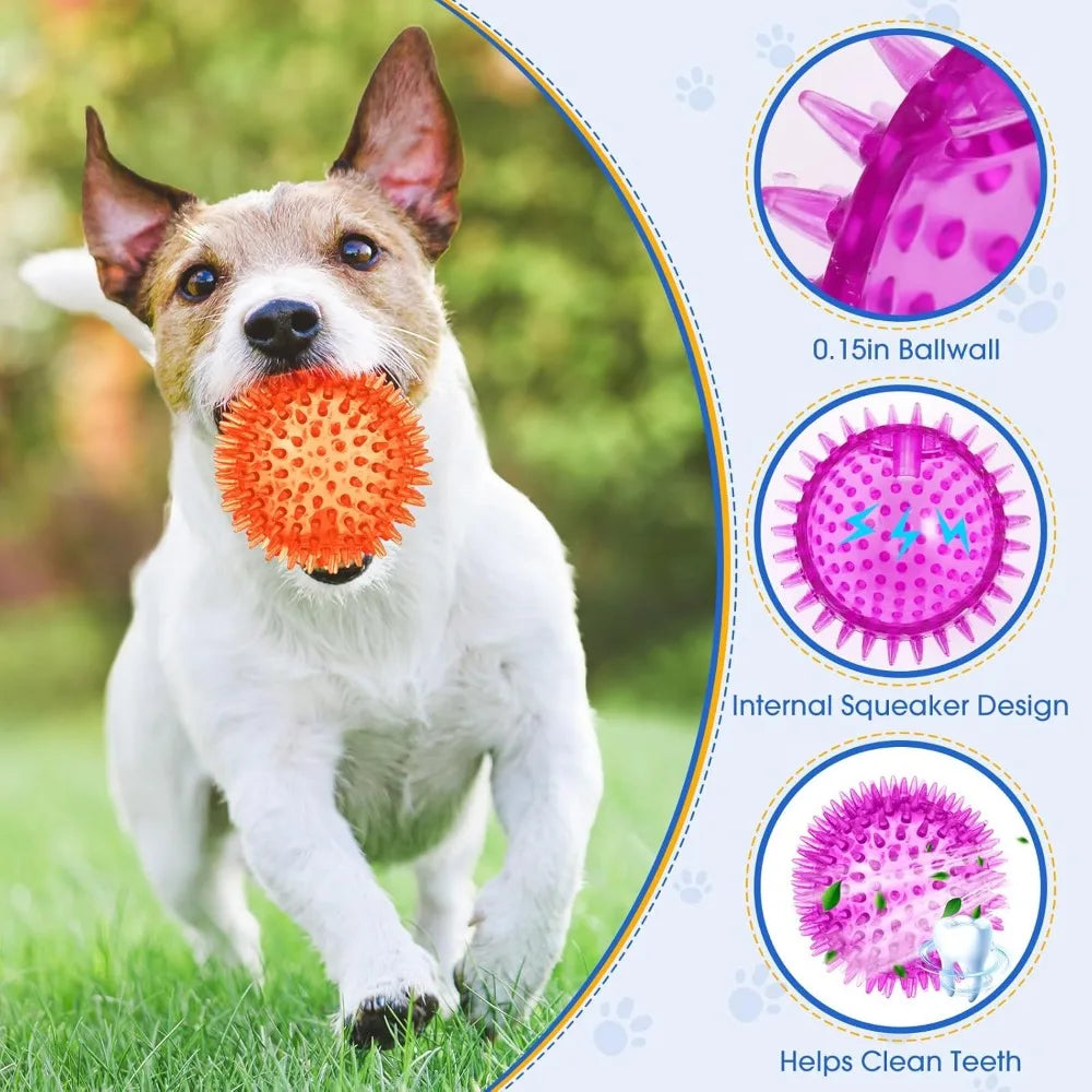Squeaky Spikey Dog Balls for Aggressive Chewers 50 Pack