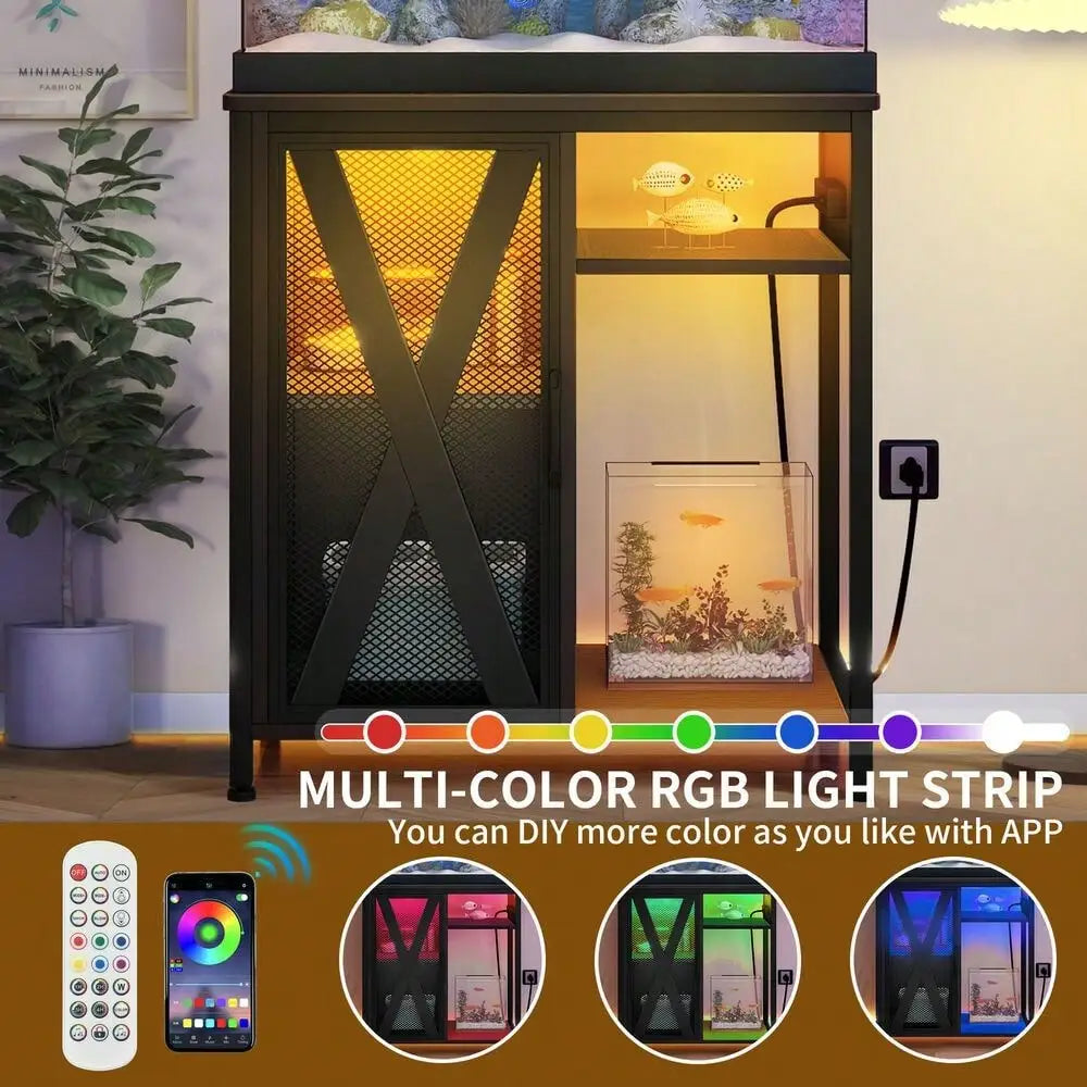 Metal Aquarium Stand Storage Cabinet For 20 To 29 Gallon