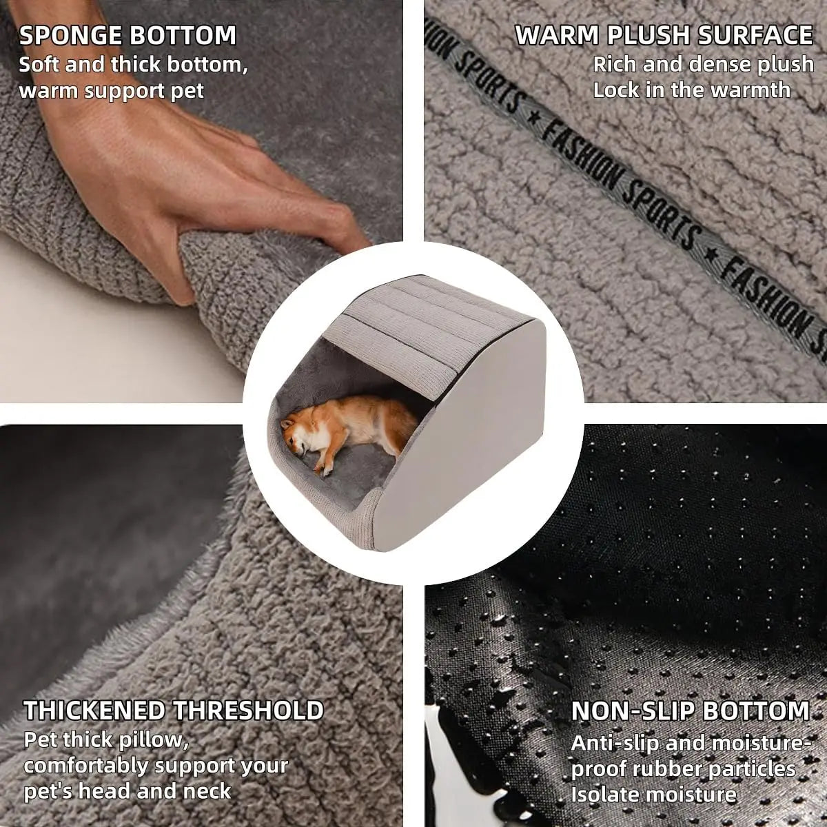 Memory Foam Dog Bed House Cave With Non Slip Bottom