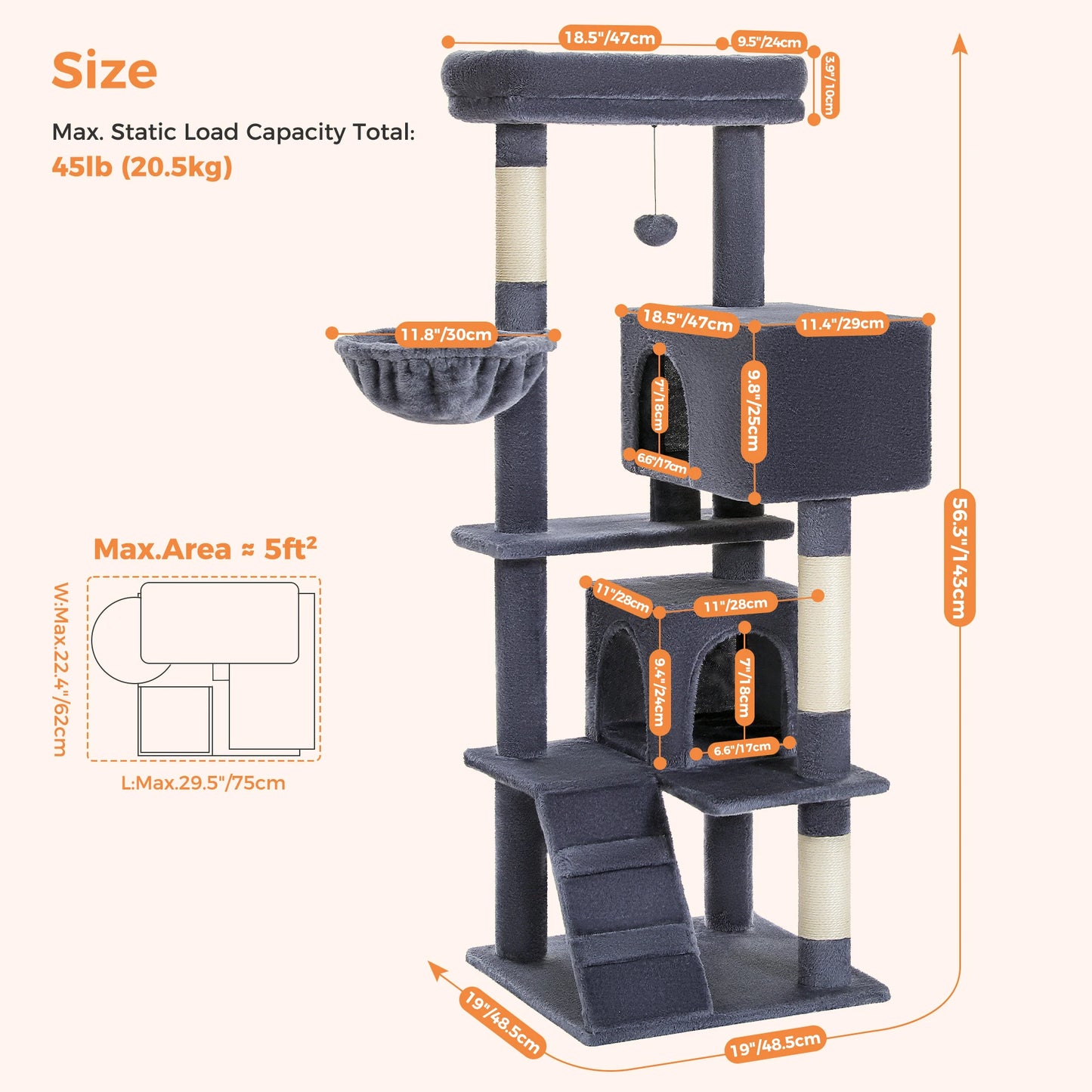 PAWZ Road Cat Tree With Four Levels Sisal Scratching Posts