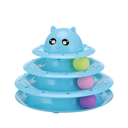 DIAMRICN Interactive Cat Toy Tower With Rotating Balls 3 Levels