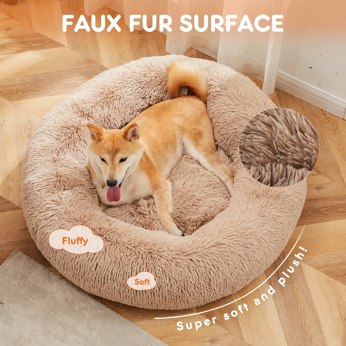 JHK Calming Plush Dog Bed For Ultimate Comfort And Safety