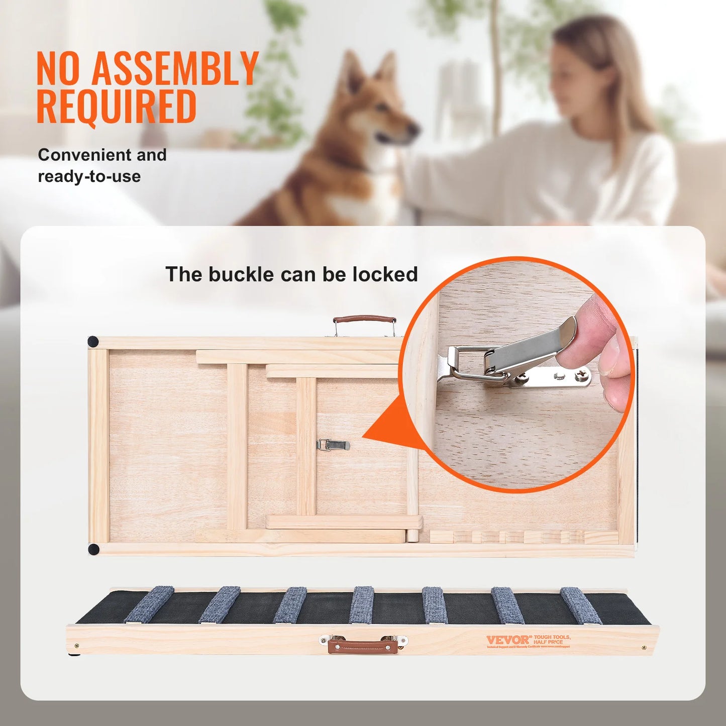 VEVOR Adjustable Folding Dog Ramp for Easy Pet Access