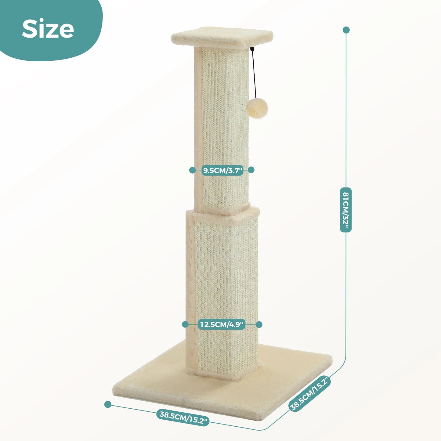 PAWZ Road Cat Scratching Post Indoor Scratcher With Sisal Dangling Ball Toy