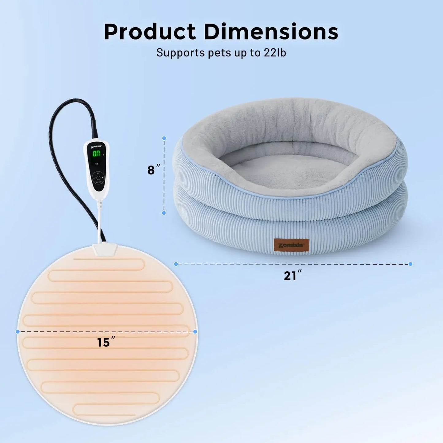 Apollo Indoor Cat Heating Bed Adjustable Temperature Pad With Timer