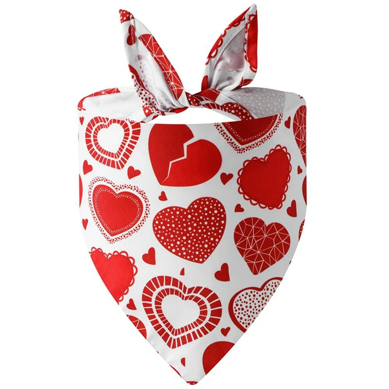 NONECN Valentine Heart Pattern Dog Bandana Washable Nylon Kerchief