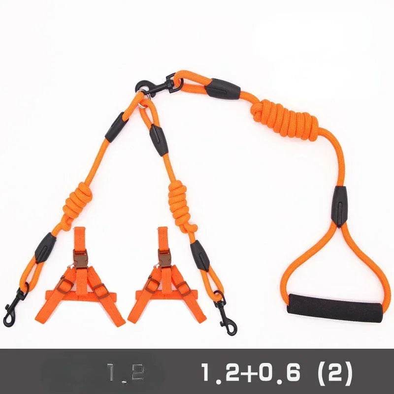 Double Dog Leash Coupler For Small Pets Nylon Black