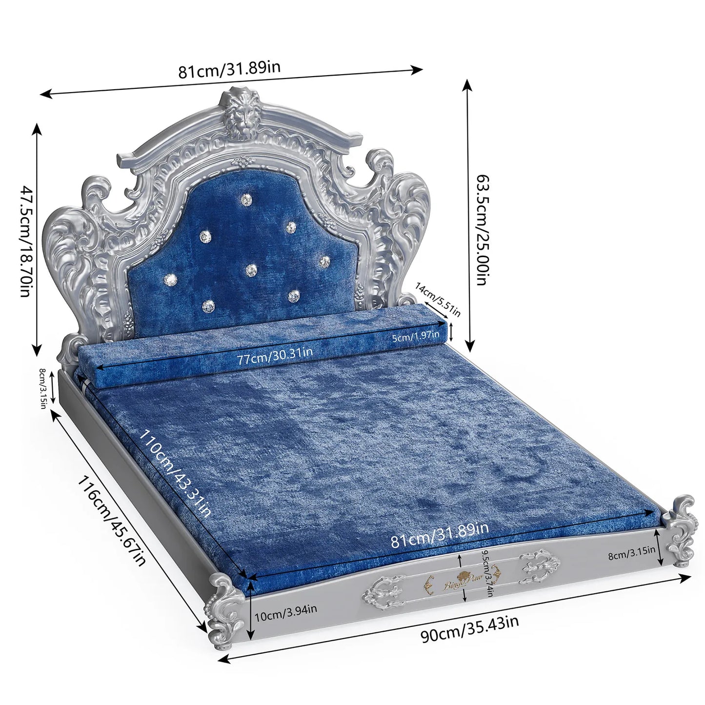 Bingopaw Luxury Pet Bed With Headboard Dutch Velvet