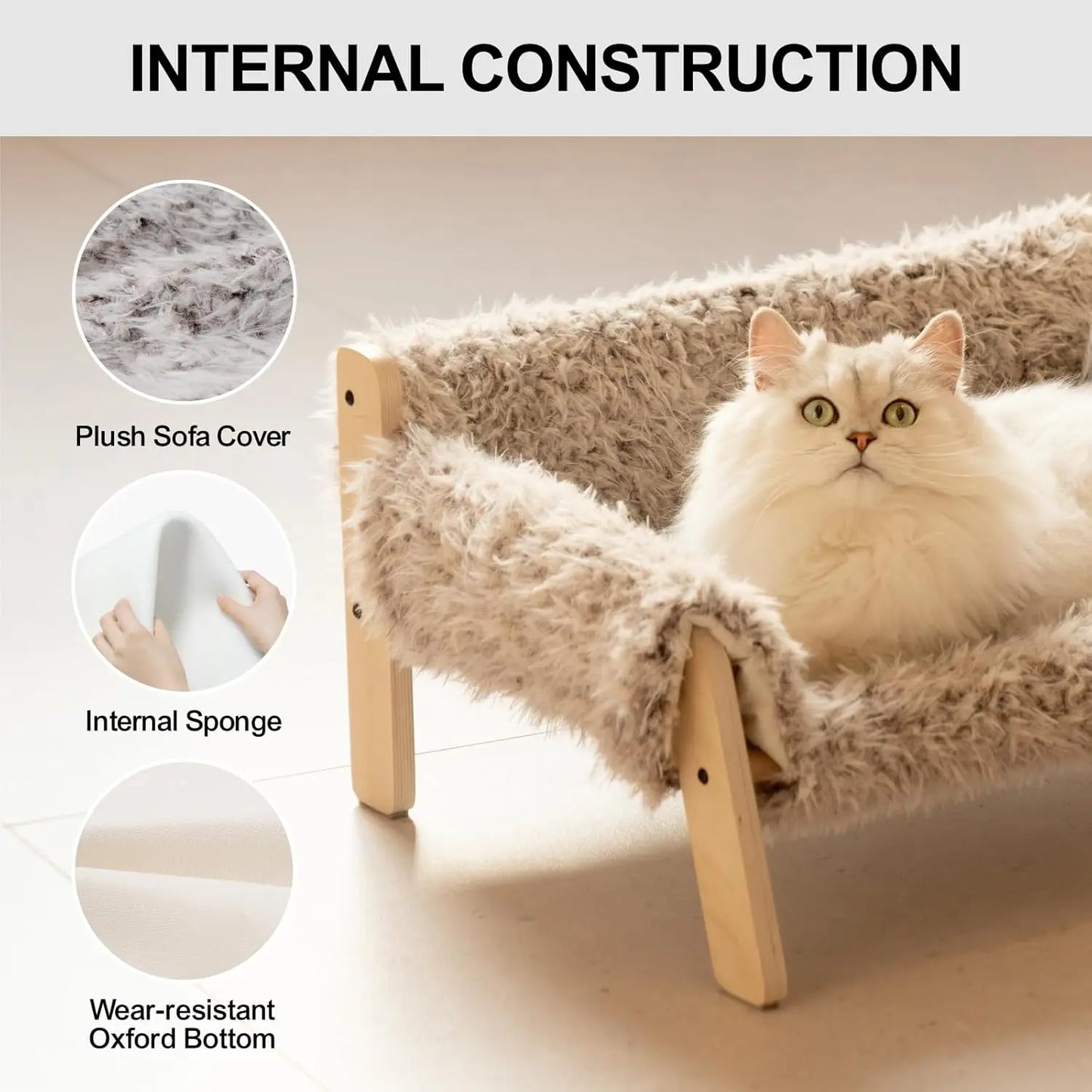 Mewoofun Large Soft Cat Bed with Removable Cover 56x45cm