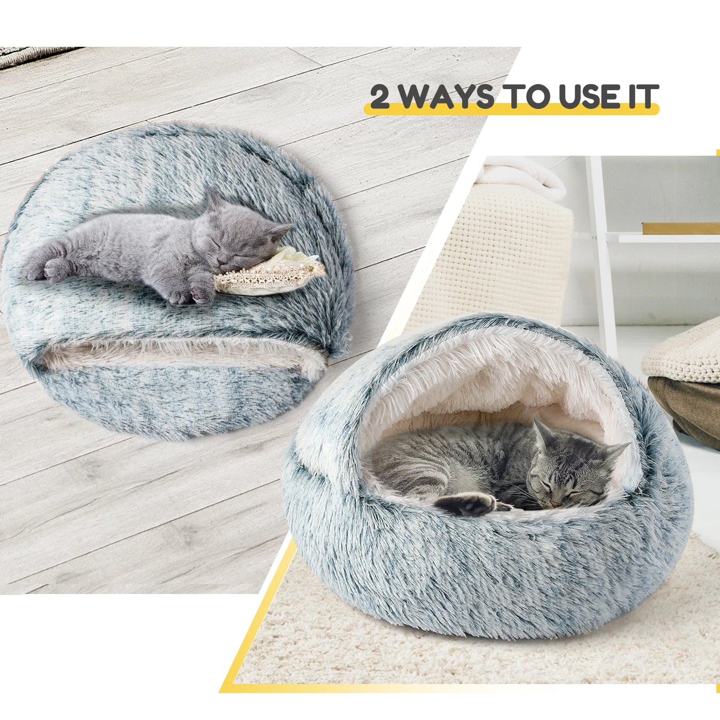 Closure Cat Nest Bed Soft Semi Enclosed Pet House Cats