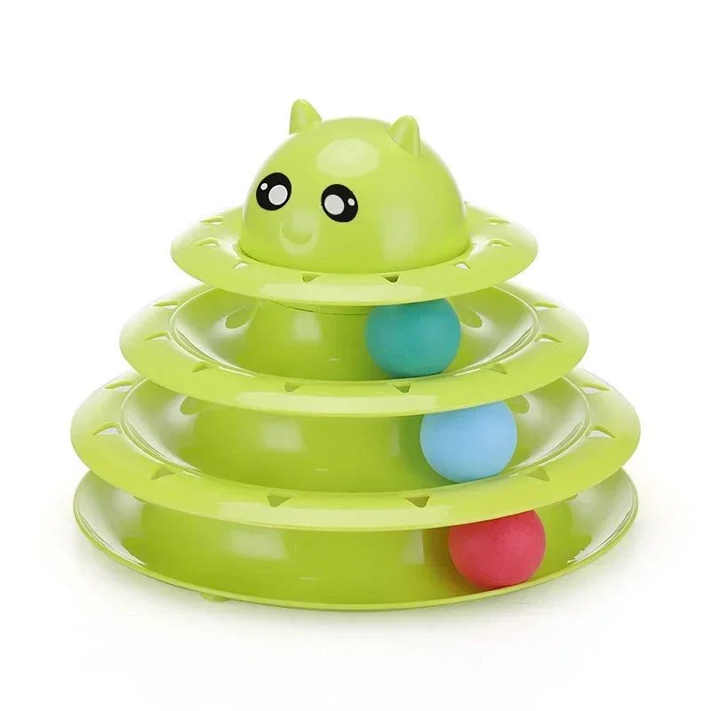 DIAMRICN Interactive Cat Toy Tower With Rotating Balls 3 Levels