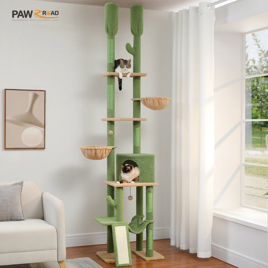 Cactus Cat Tree Tower With Cozy Hammocks And Seven Tiers