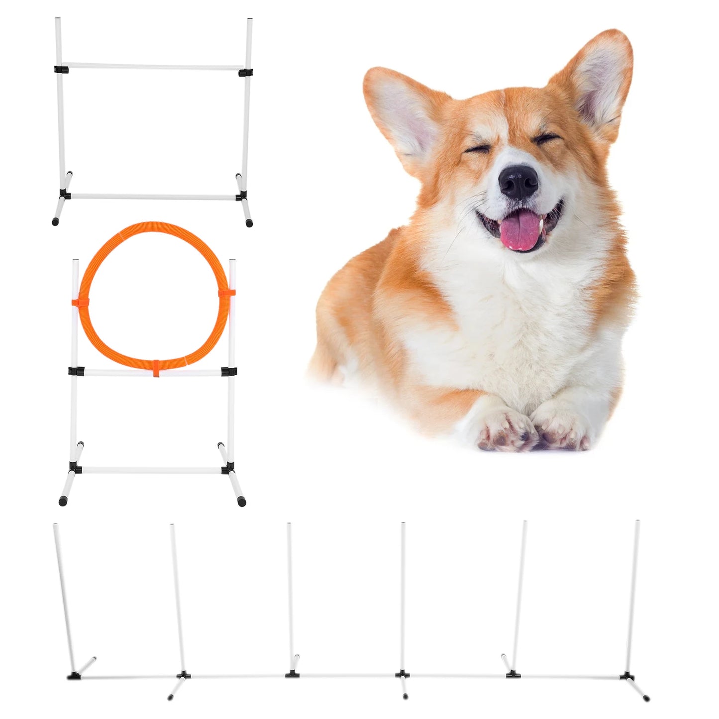 Dog Agility Training Set Adjustable Bar Jump Hurdle