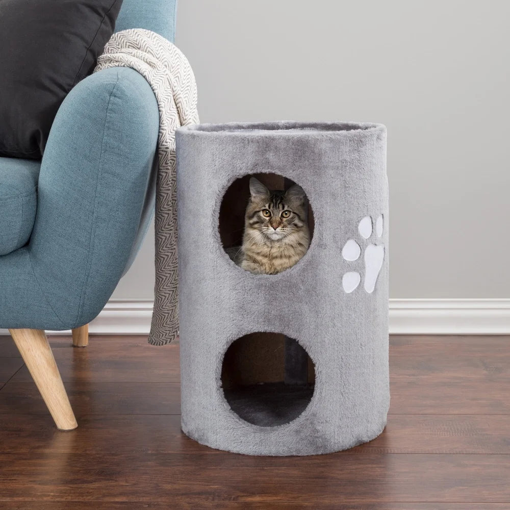 Two Story Cat Condo Scratching Tree With Multiple Entrances