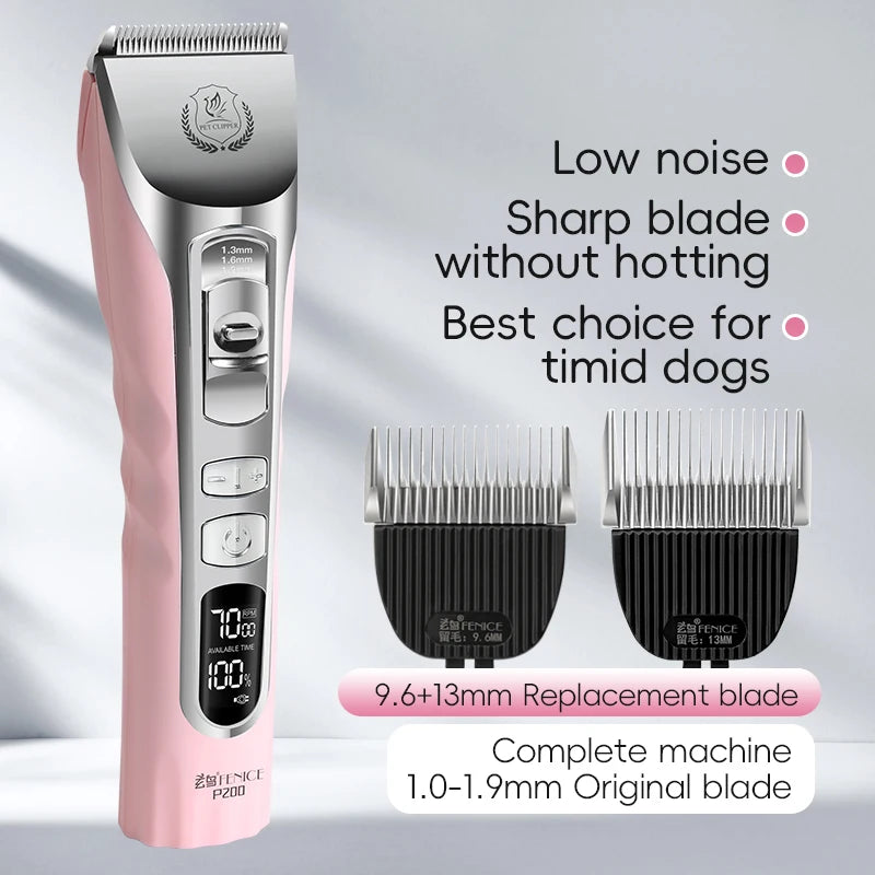 Fenice 5000mA Cordless Dog Grooming Clippers LCD Screen