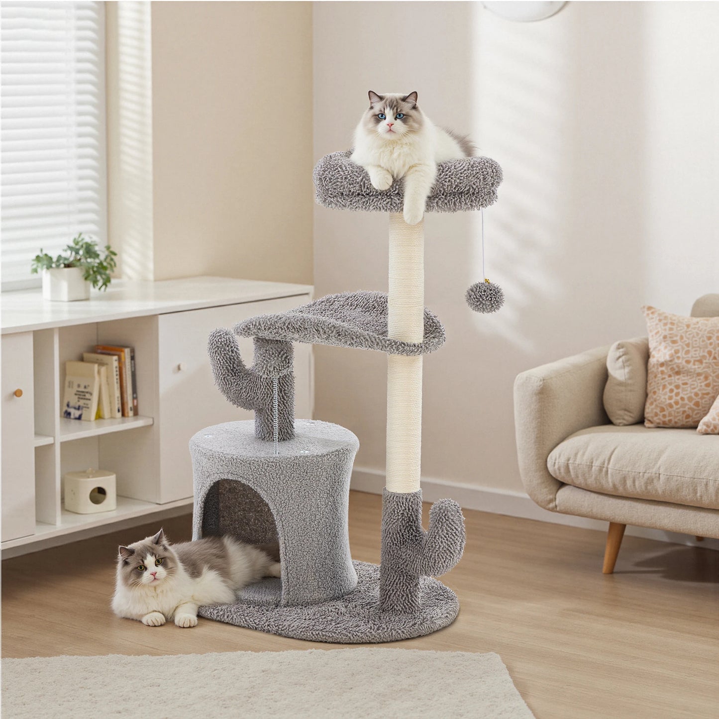 JHK Three Tier Cat Tree With Sisal Scratching Post Tower
