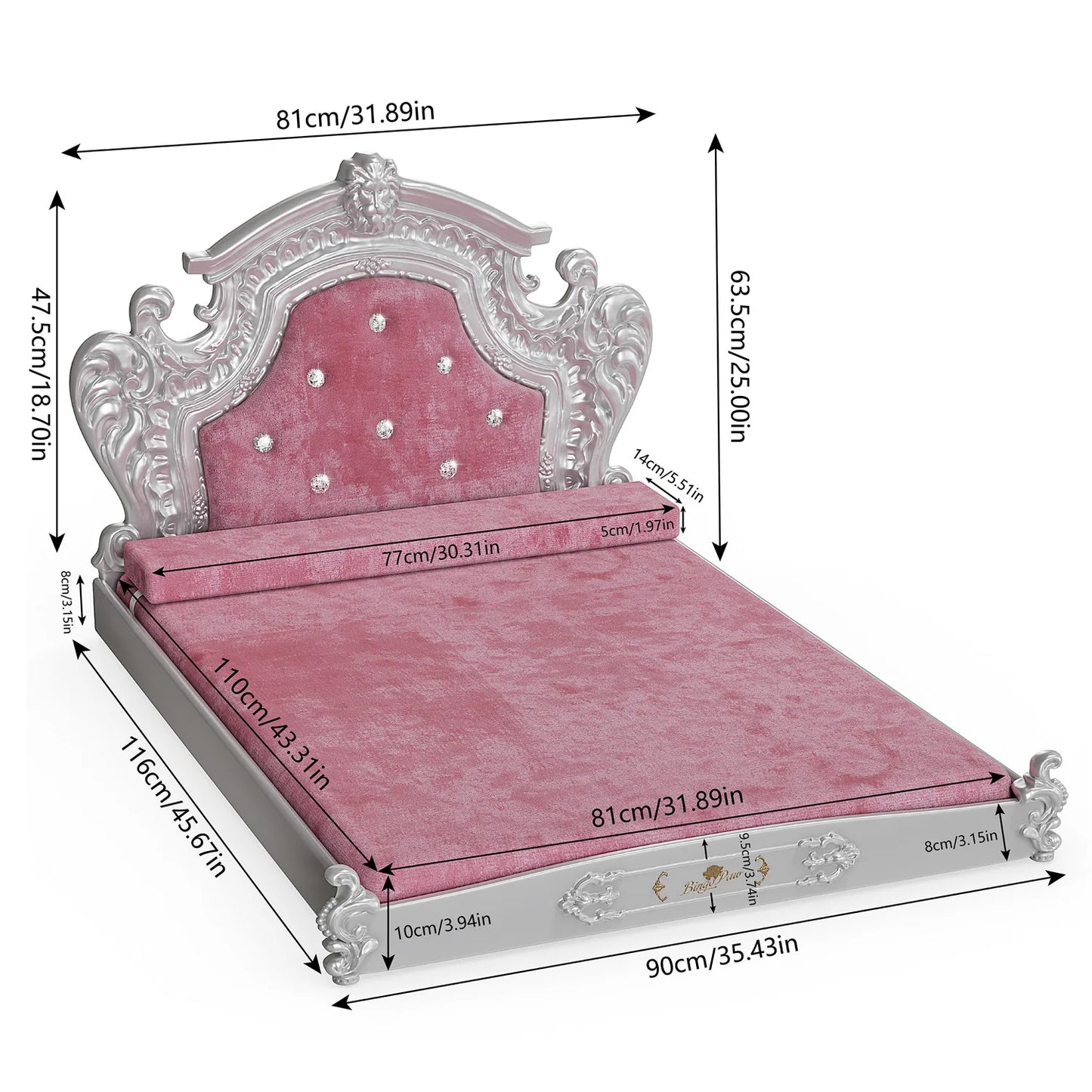 Bingopaw Luxury Pet Bed With Headboard Dutch Velvet