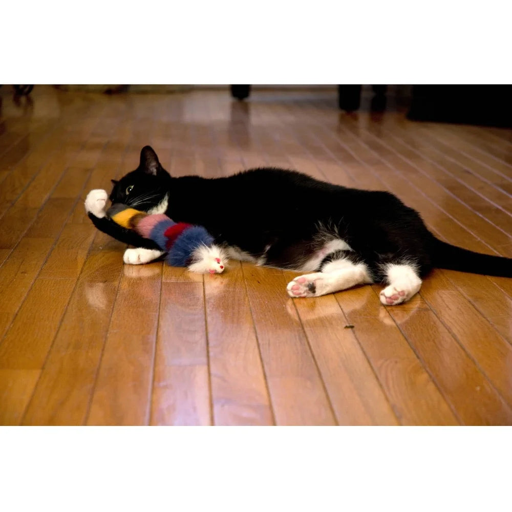 Hign-concerned Multi-Colored Fur Weasel Toy For Cats And Kittens