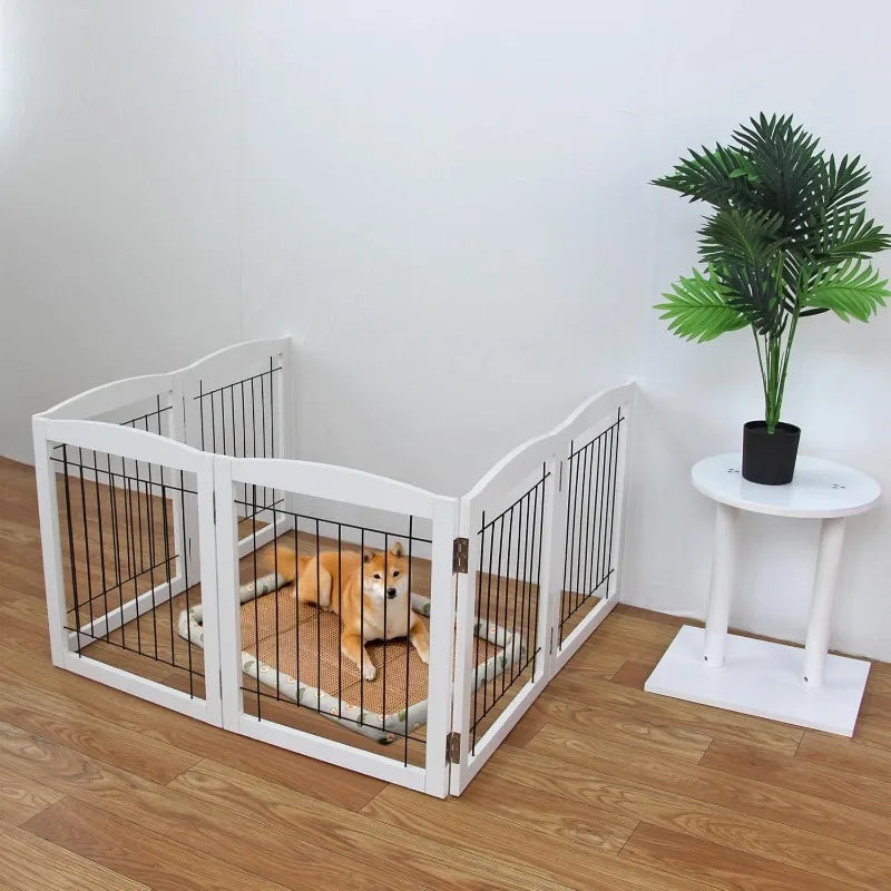 Extra Wide Freestanding Wooden Dog Gate for Indoor Use