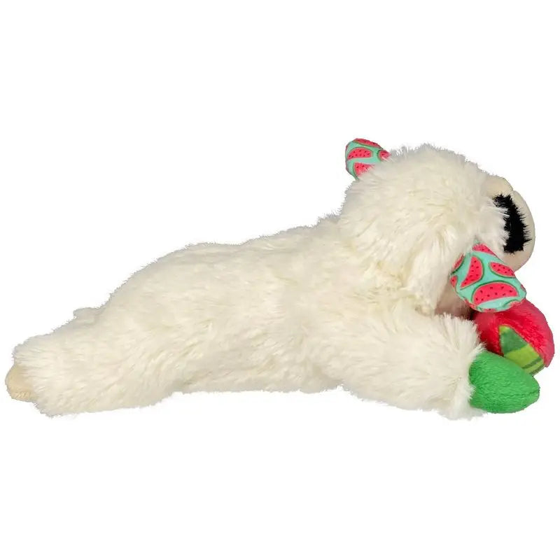 Lamb Chop Plush Dog Toy with Watermelon 8 Inch Squeaky Soft Chew Toy for Puppy Small Medium Dogs Summer Pet Gift