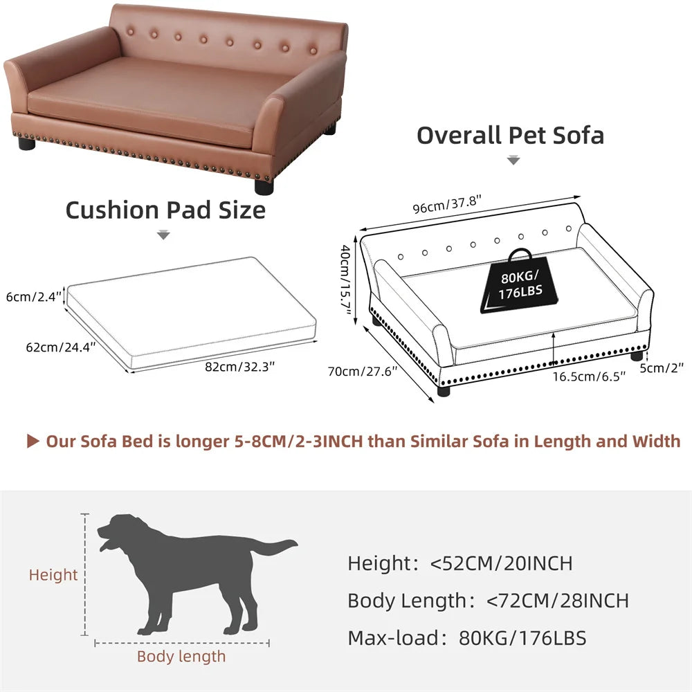 BORWARTC Heavy Duty Pet Sofa Bed Raised Dog And Cat Couch