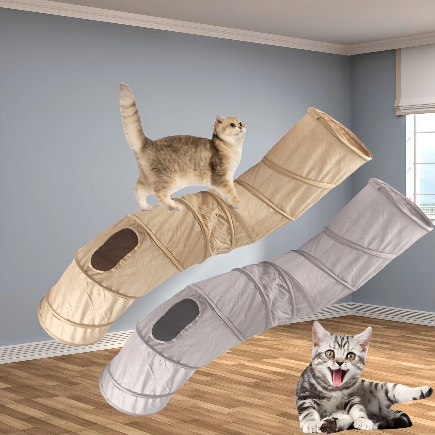 Collapsible Cat Suede Tunnel Multiway Hide Toy for Pets