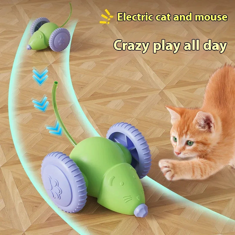 Electric Mouse Car Cat Toy Interactive Rechargeable Obstacle Avoidance