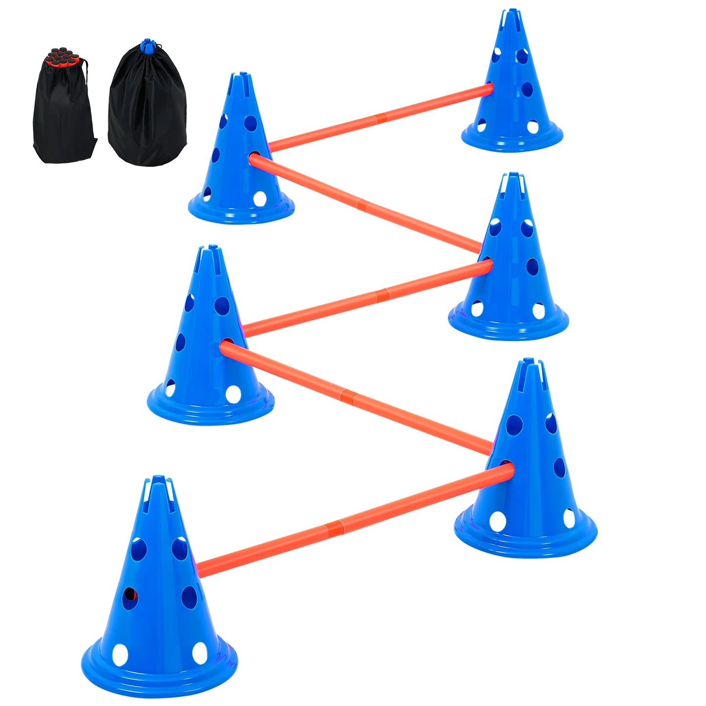 SucceBuy Dog Agility Hurdle Cone Set Crossbar Adjustable