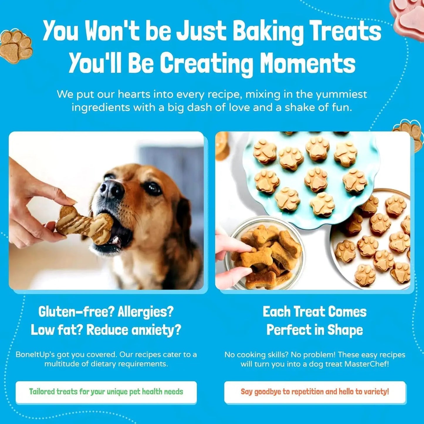 Dog Treats Silicone Molds Set With Healthy Recipes