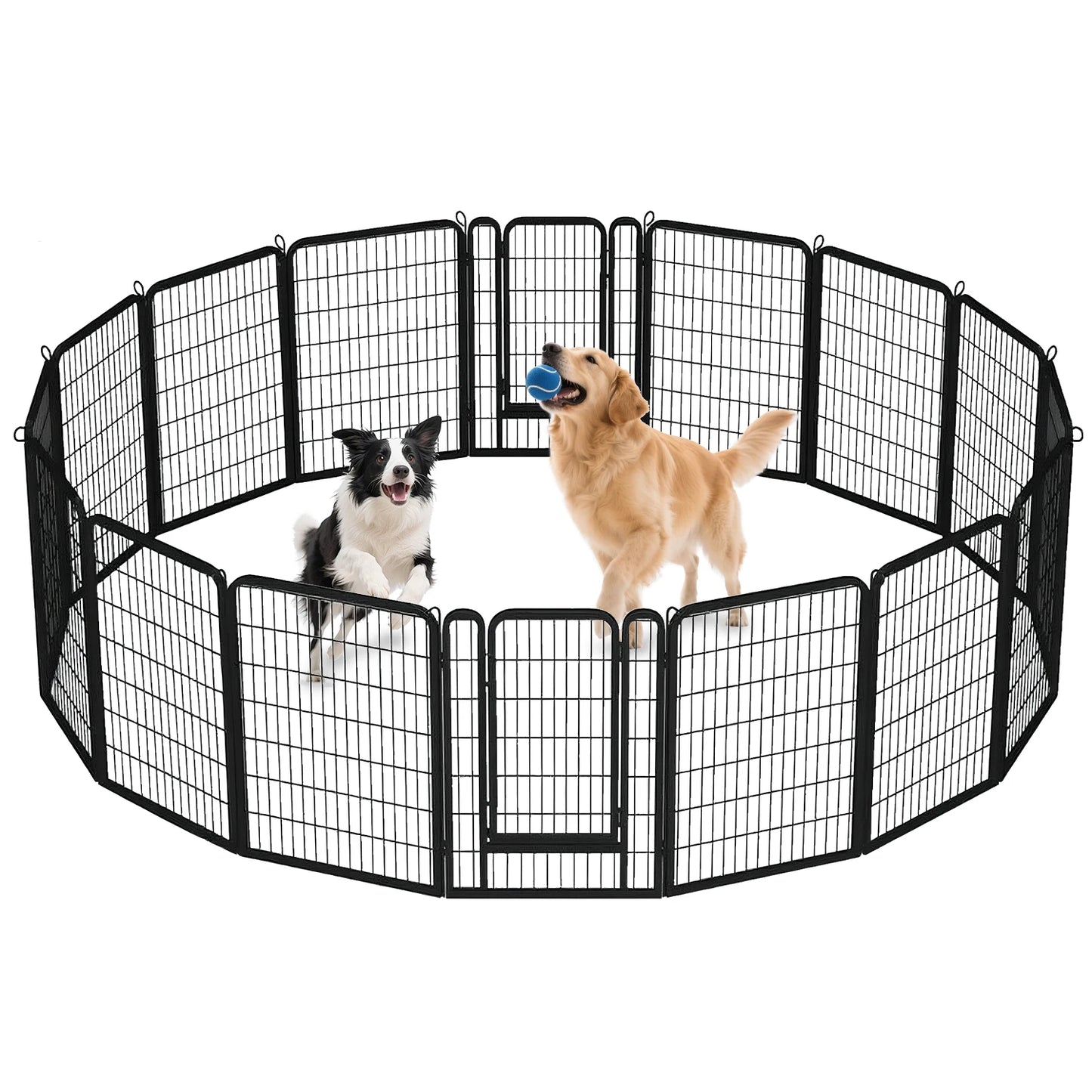 Foldable Dog Playpen With Door Outdoor Indoor Heavy Duty Fence